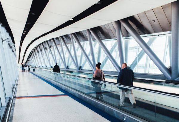 Travellers at Gatwick Airport