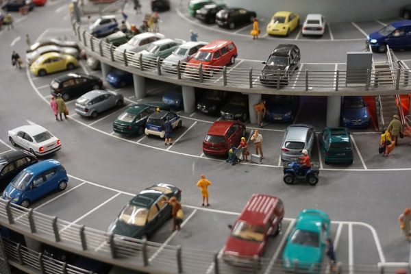 Miniature model multi story car park